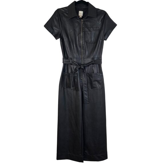 Anthro's Maeve Black Faux Leather Jumpsuit - Picture 8 of 13